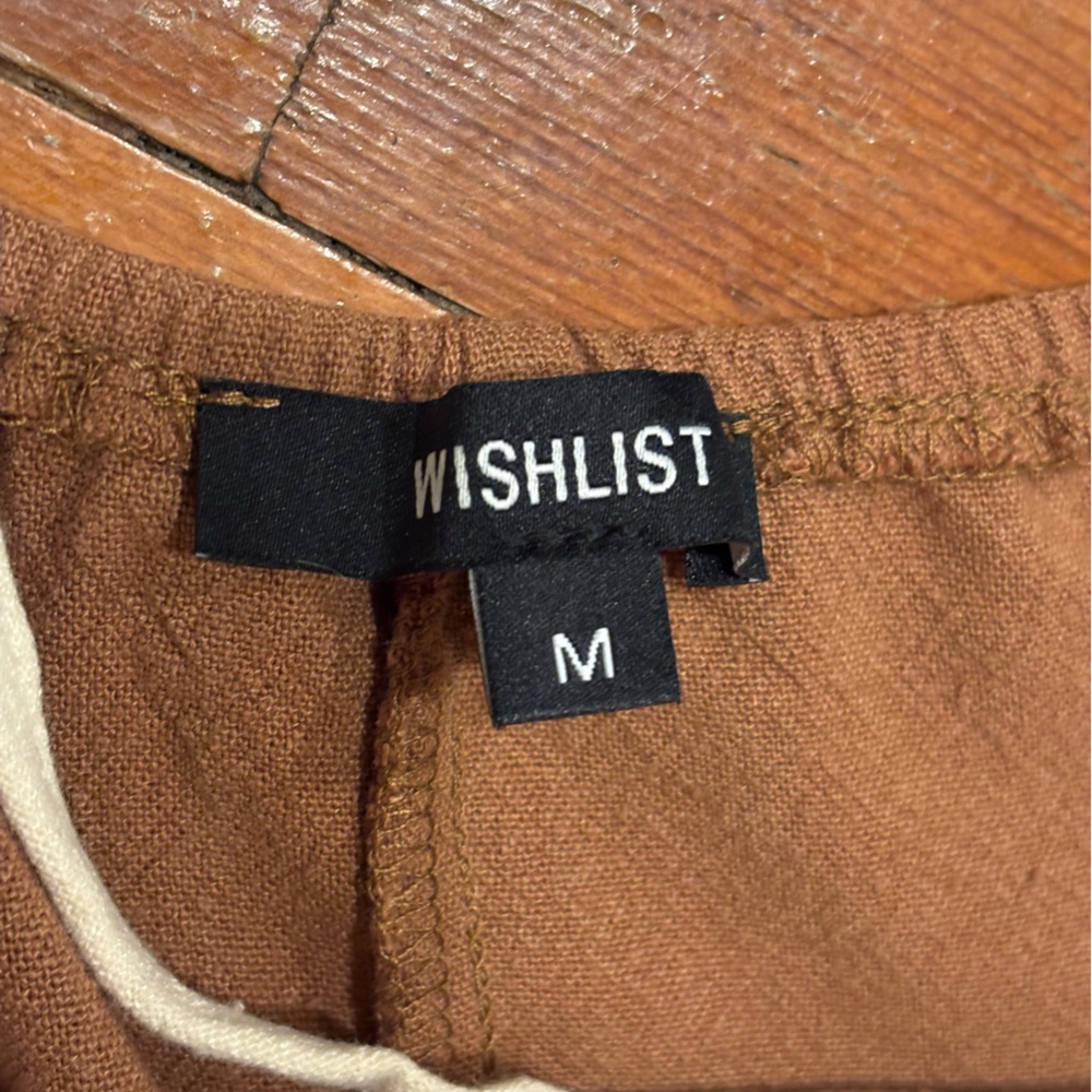 Brown Linen Blend Slip Dress Midi Minimalist Coastal Quiet Luxury Size M - Picture 9 of 11